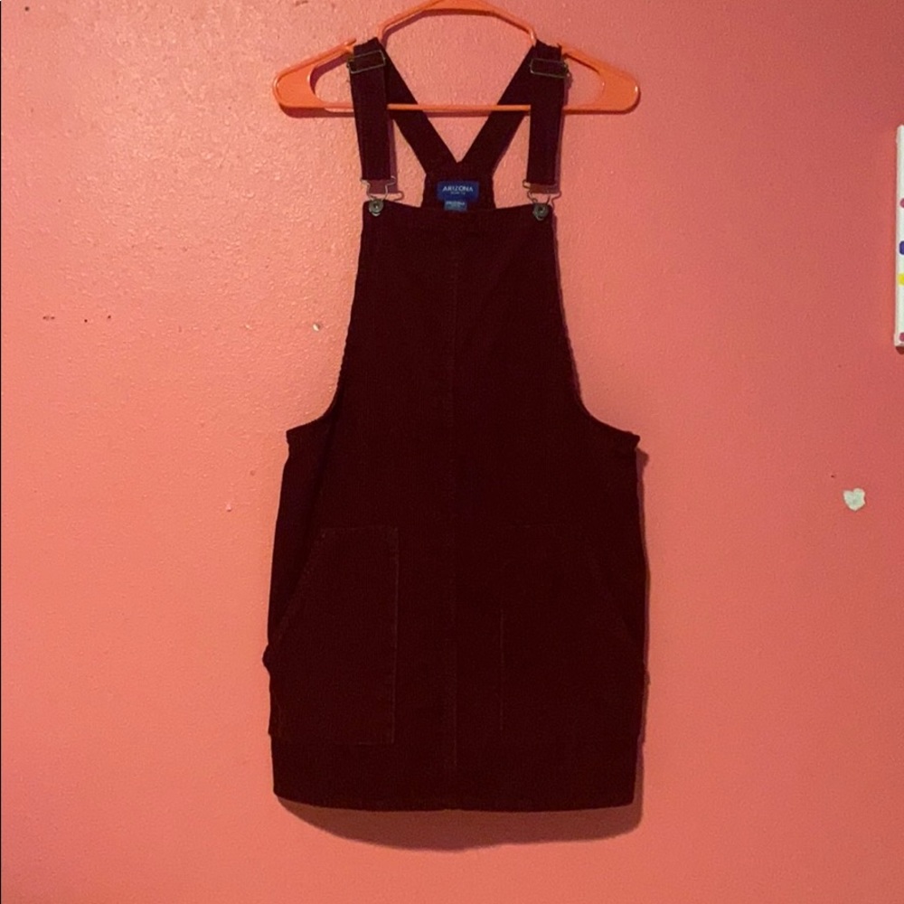Maroon velvet overall dress